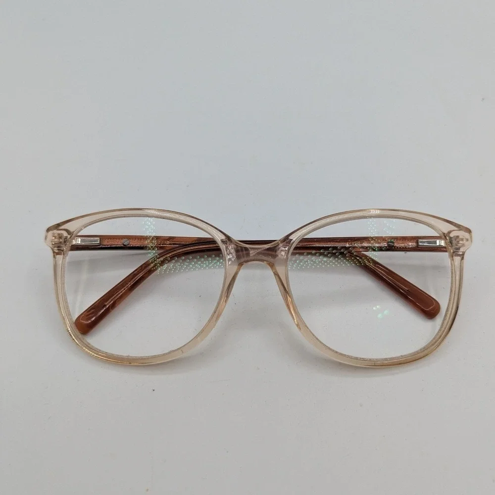 Via Spiga Oval Eyeglasses Peach Champagne Clear Frames with Folding Case